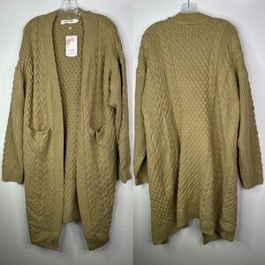 Shineflow Brown Long Duster Cardigan Sweater Size Large NWT